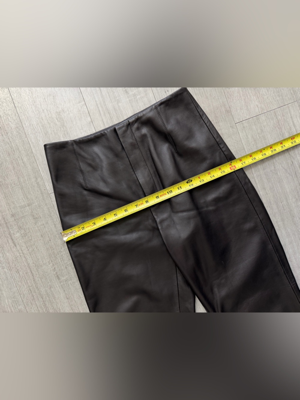 The Frankie Shop Genuine Lambskin Leather Straight Leg Pants Dark Brown Size XS - Picture 9 of 11
